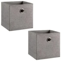 Lokken Linen Storage Cubes 2pk - Grey -Chic Home Decor Store 395851 2pk linen lokken storage cubes grey 3