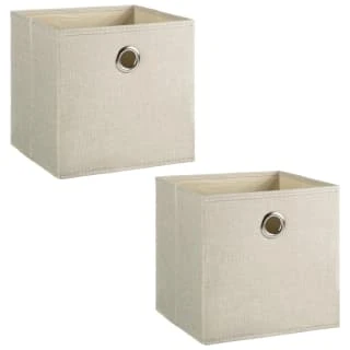 Lokken Linen Storage Cubes 2pk - Natural 3 Lokken Linen Storage Cubes 2pk - Natural - Image 3