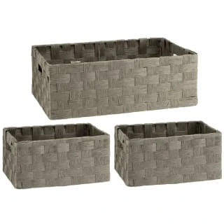 B&M Caen Set Of 3 Paper Rope Baskets - Grey 1 B&M Caen Set Of 3 Paper Rope Baskets - Grey