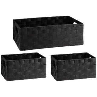 B&M Caen Set Of 3 Paper Rope Baskets - Black 1 B&M Caen Set Of 3 Paper Rope Baskets - Black