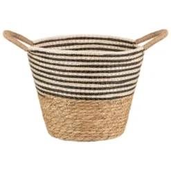 B&M Stripe Top Basket With Handle - Mono