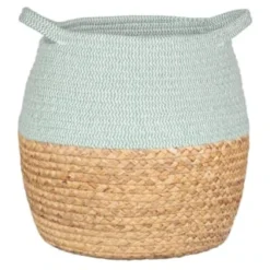 B&M Rope & Wicker Belly Basket - Green