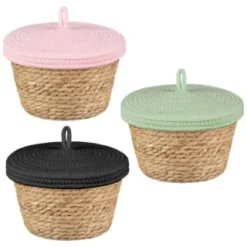 B&M Kendall Basket With Lid - Black -Chic Home Decor Store 395974 395975 395976 kendall basket with lid group 2